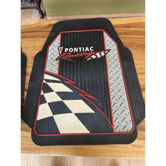 Vintage GM Pontiac Racing Front Rubber FLOOR MAT SET of 2 Made in the USA - Picture 4 of 16